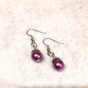 Purple Faux Pearl Earrings